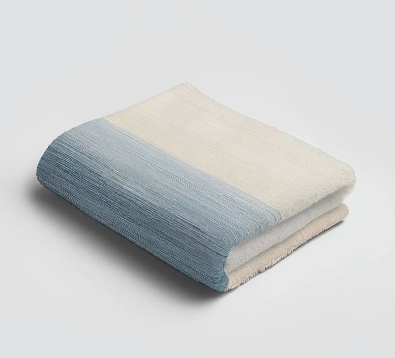 Minimalist ocean image in beige & blue towel by Euphoria Theresa