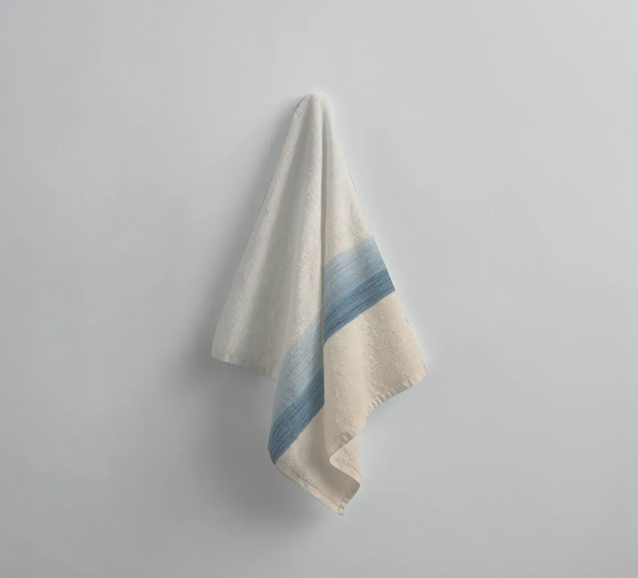 Minimalist ocean image in beige & blue towel by Euphoria Theresa