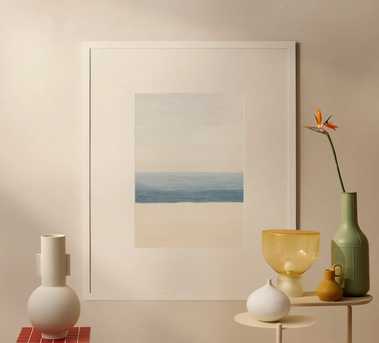 Immagine minimalista dell'oceano in beige e blu poster da Euphoria Theresa