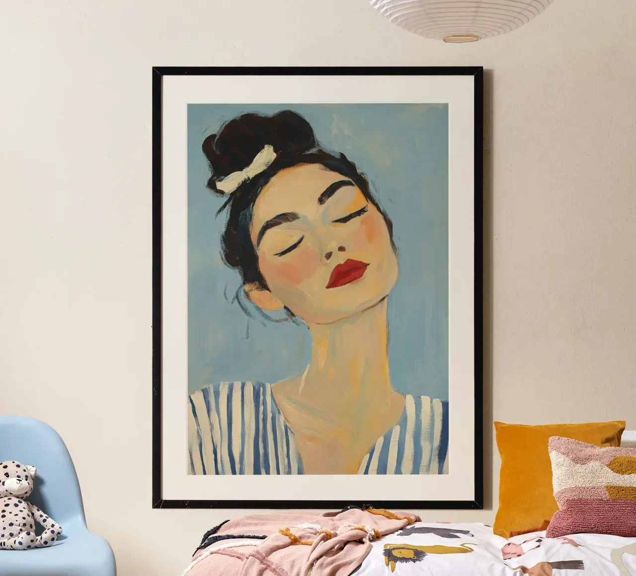 Ritratto minimalista di donna a righe poster da Euphoria Theresa