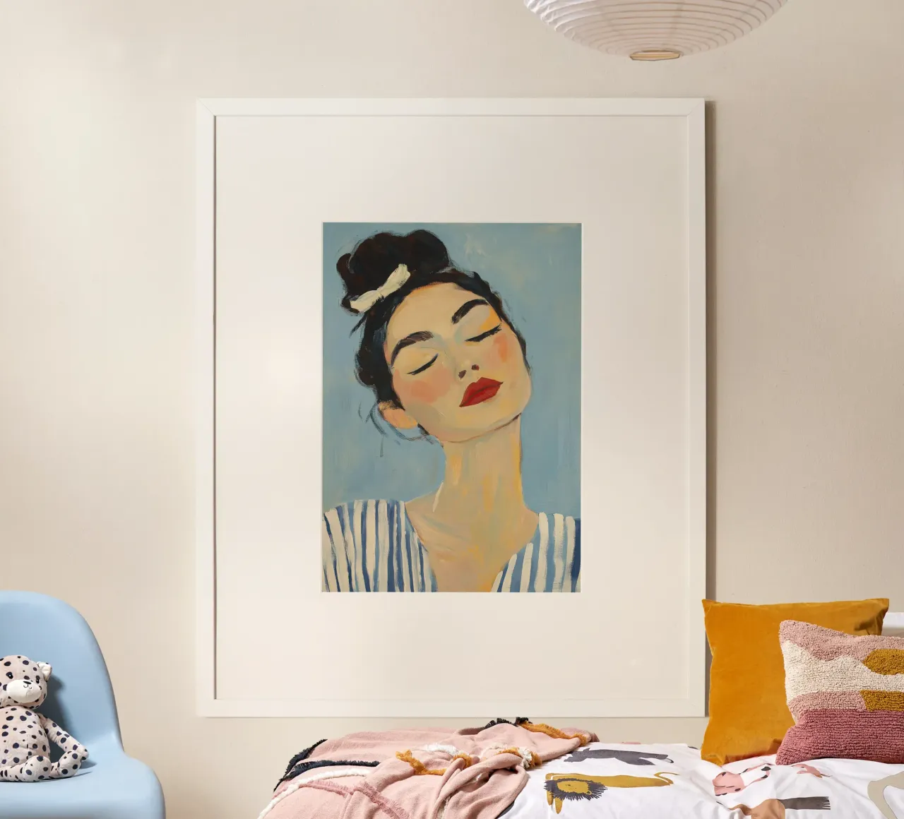 Ritratto minimalista di donna a righe poster da Euphoria Theresa