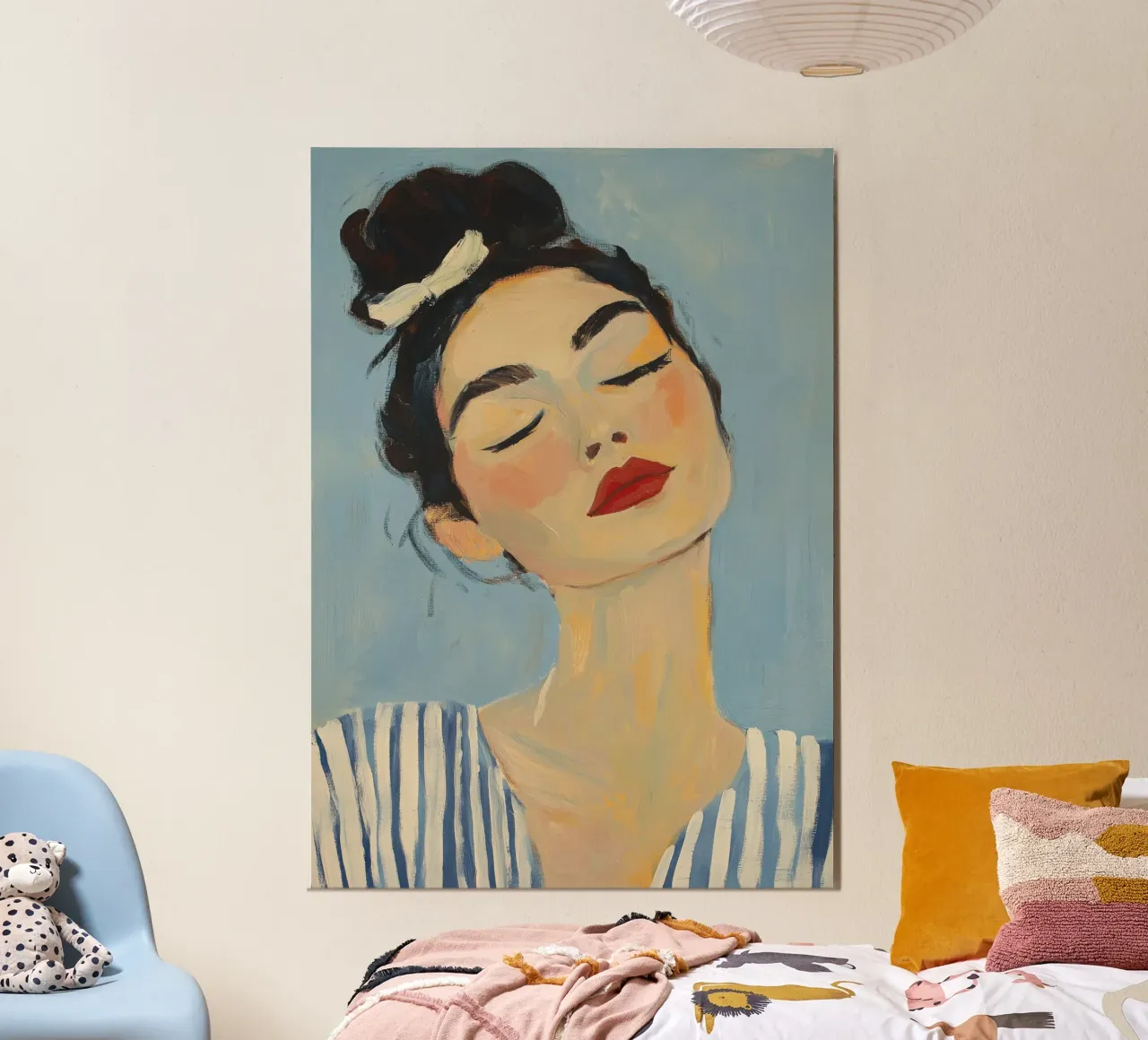 Ritratto minimalista di donna a righe poster da Euphoria Theresa
