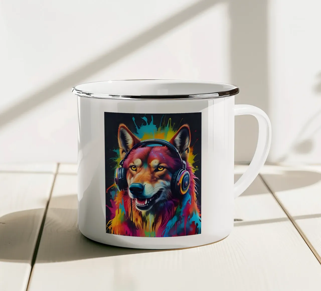 Cuffie colorate wolf ih tazza in smalto da MakArena
