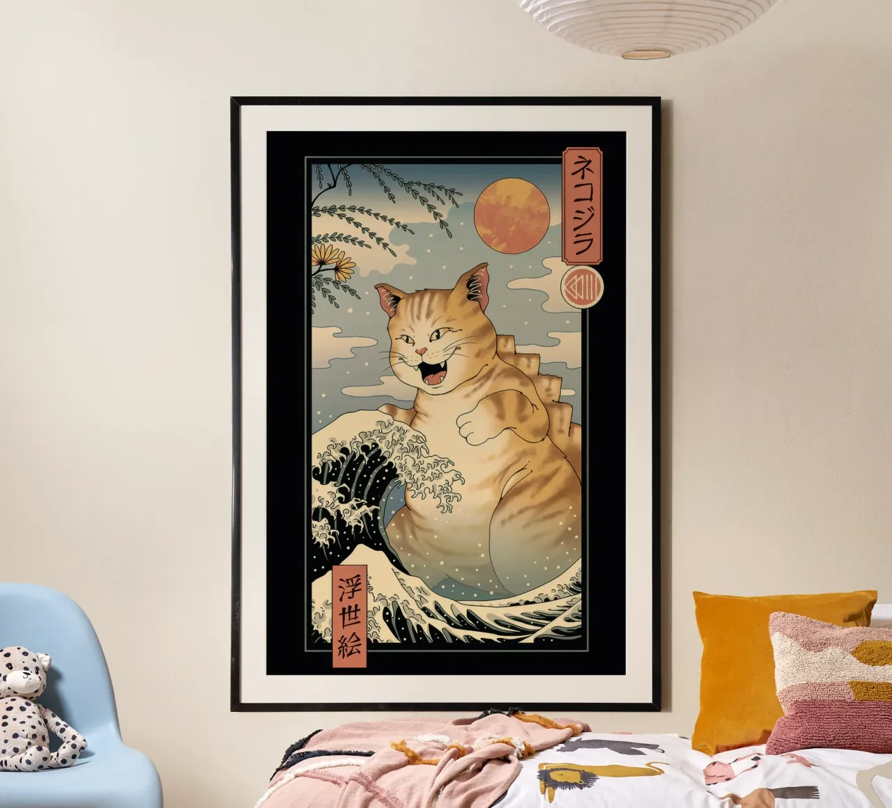 Vincent Trinidad - Catzilla Ukiyoe poster con telaio in plastica da Melissa
