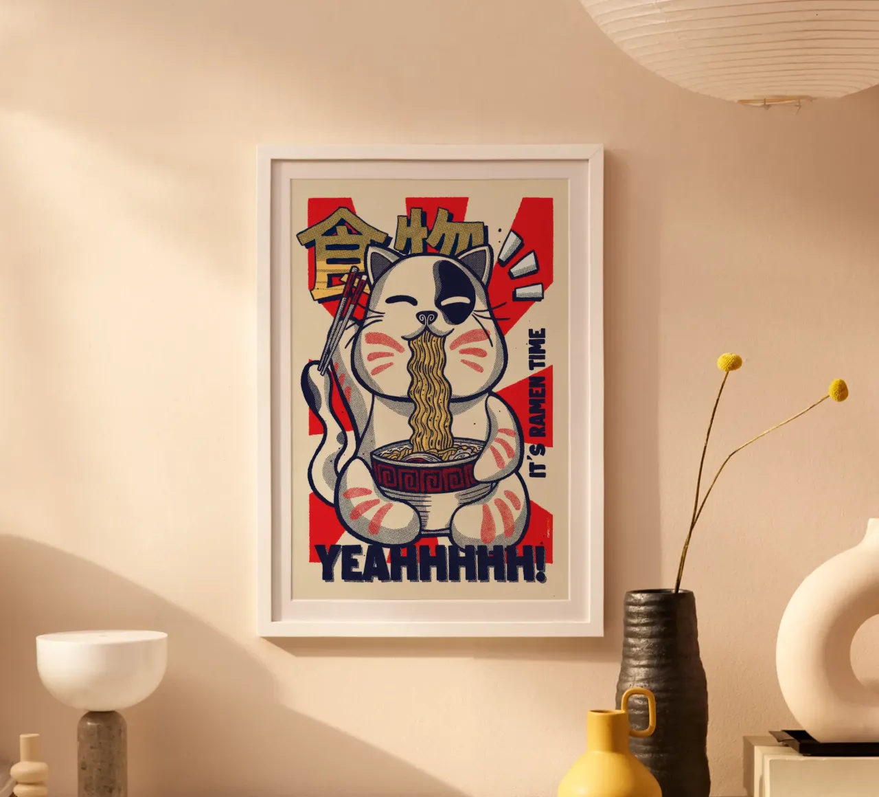 È l'ora del ramen poster con telaio in legno da Melissa