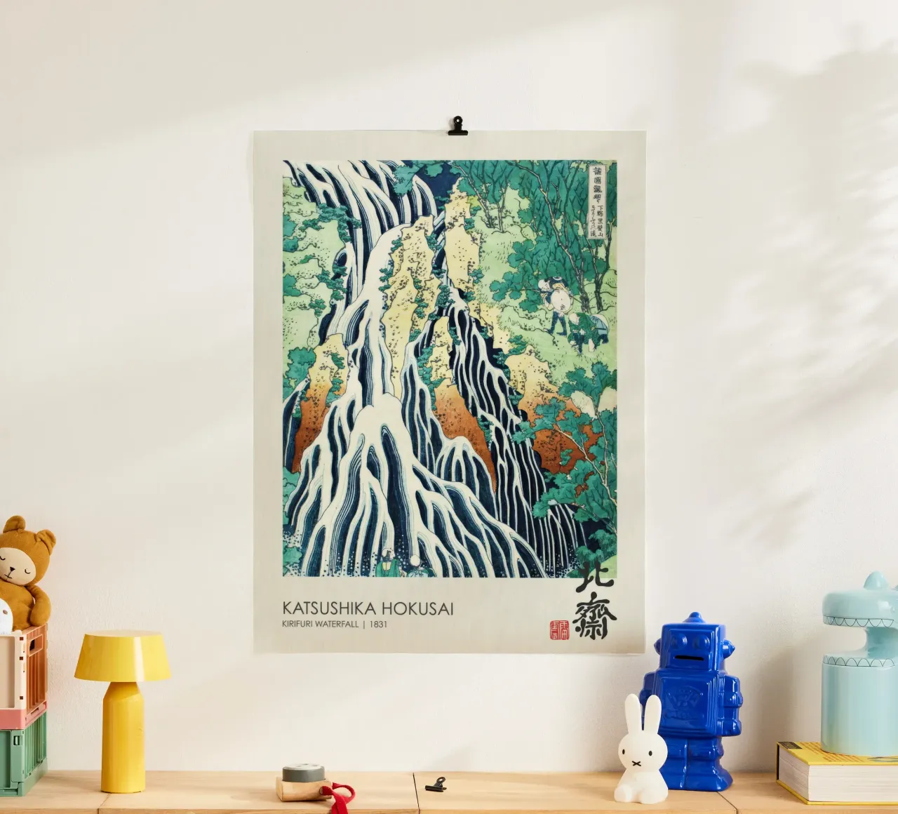 Cascata di Kirifuri (1831) poster con telaio in alluminio da Melissa