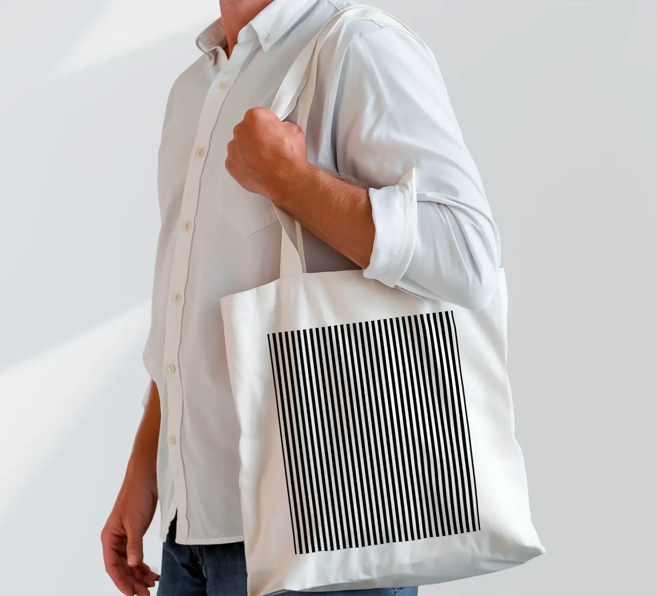 Minimal Basic Bold Stripes 2 | Nero su bianco borsa in juta da Beauty in Simplicity