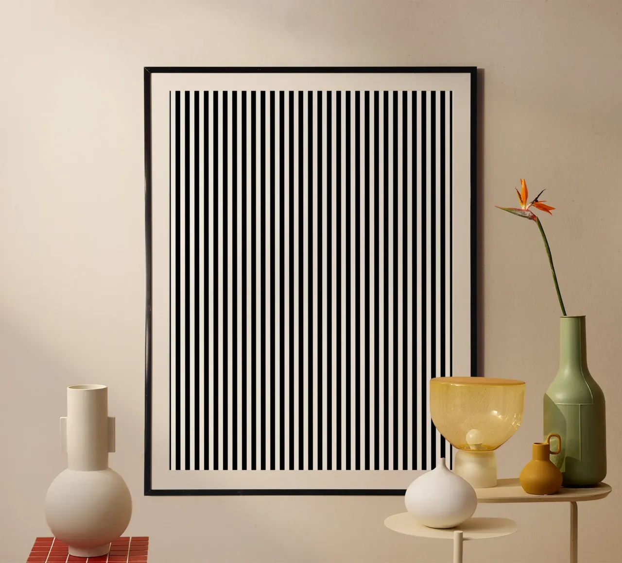 Minimal Basic Bold Stripes 2 | Nero su bianco poster con telaio in legno da Beauty in Simplicity