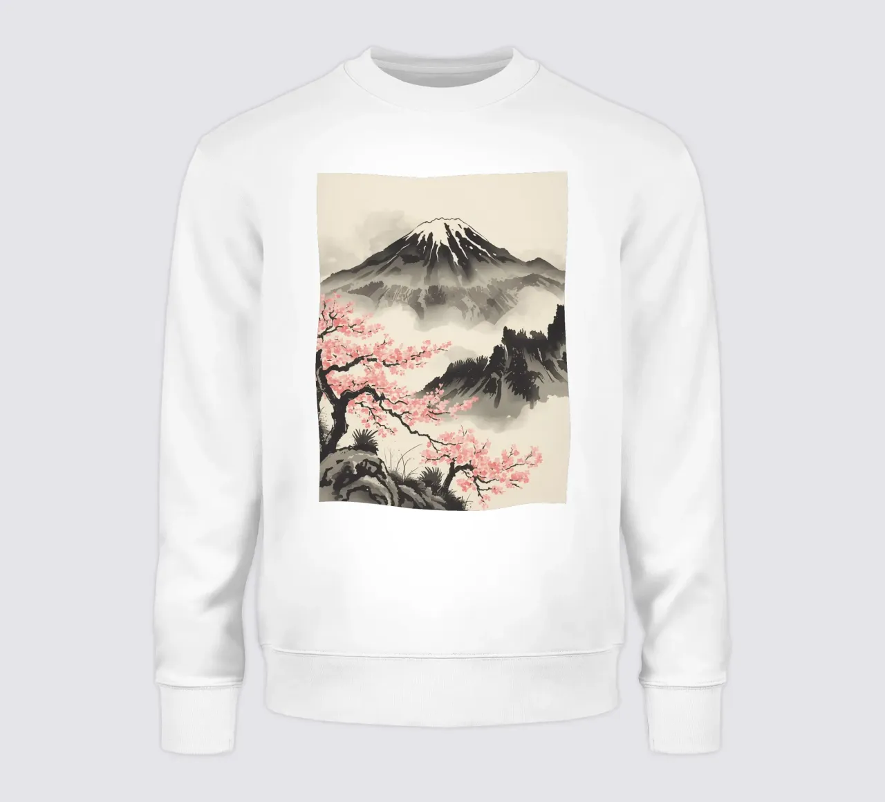 Pittura ad acquerello del Monte Fuji e dei ciliegi in fiore felpa da DesignDoodle