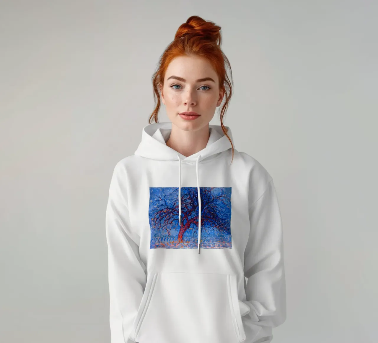 Piet Mondrian - Evening; Red Tree felpa con cappuccio da apoloprints