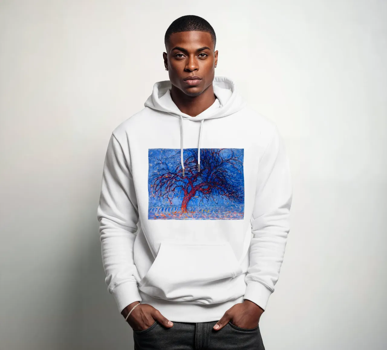 Piet Mondrian - Evening; Red Tree felpa con cappuccio da apoloprints