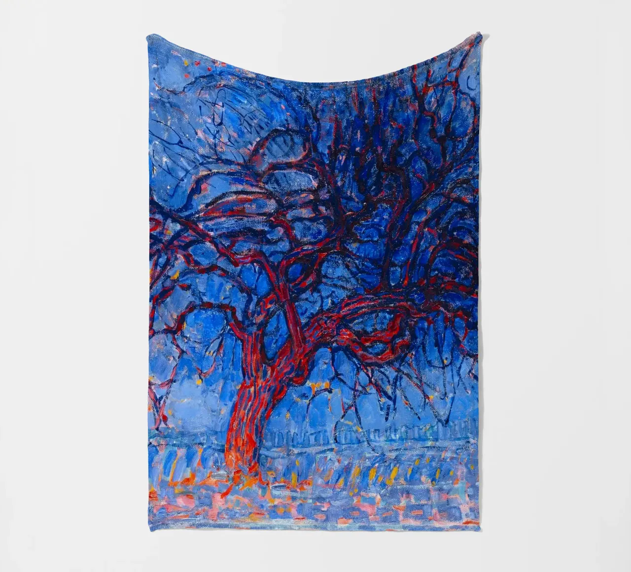 Piet Mondrian - Evening; Red Tree coperta in pile da apoloprints