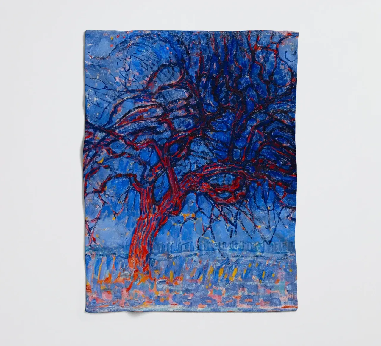 Piet Mondrian - Evening; Red Tree coperta in pile da apoloprints