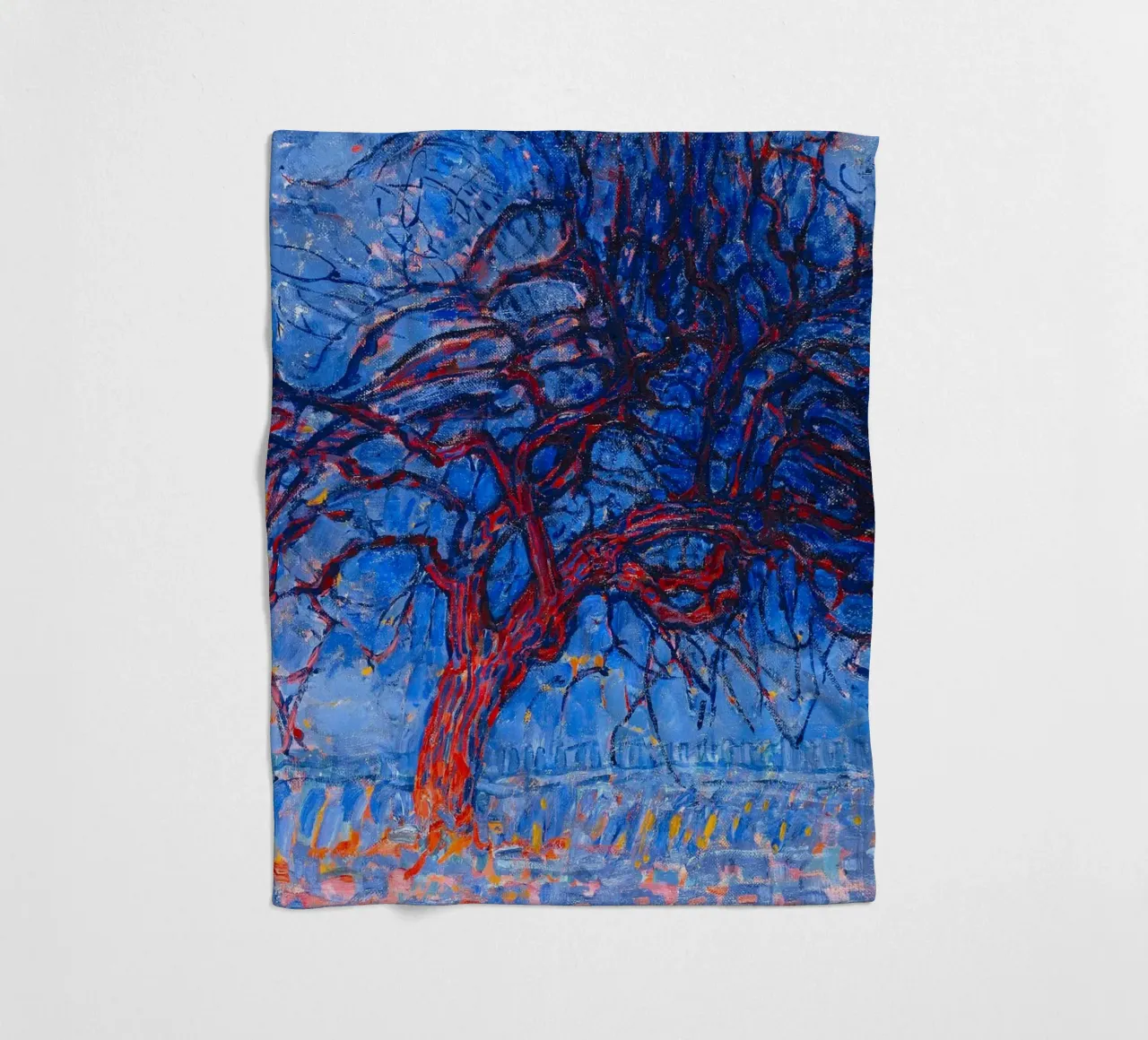 Piet Mondrian - Evening; Red Tree coperta in pile da apoloprints