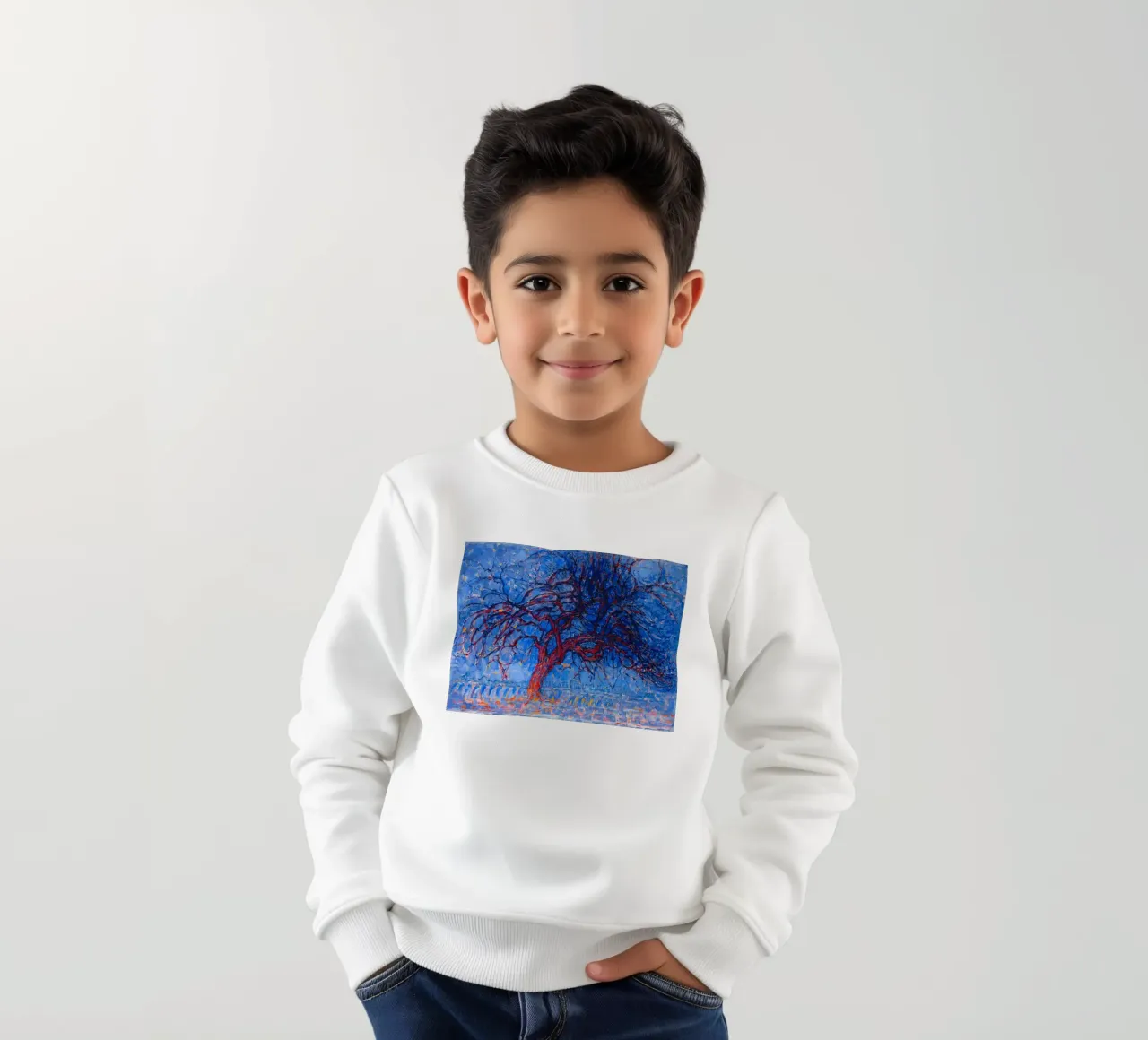 Piet Mondrian - Evening; Red Tree felpa bambino da apoloprints