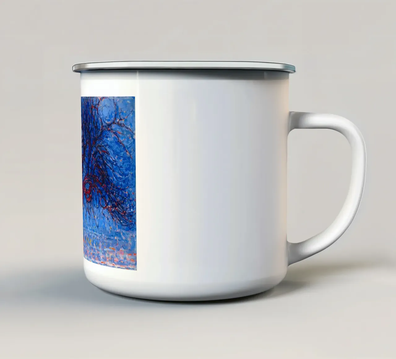 Piet Mondrian - Evening; Red Tree tazza in smalto da apoloprints