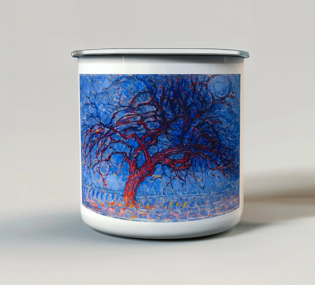 Piet Mondrian - Evening; Red Tree tazza in smalto da apoloprints