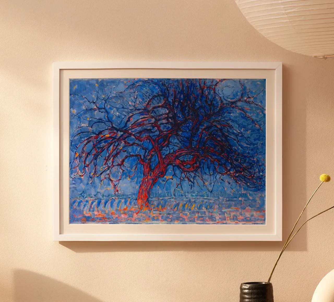 Piet Mondrian - Evening; Red Tree poster con telaio in plastica da apoloprints