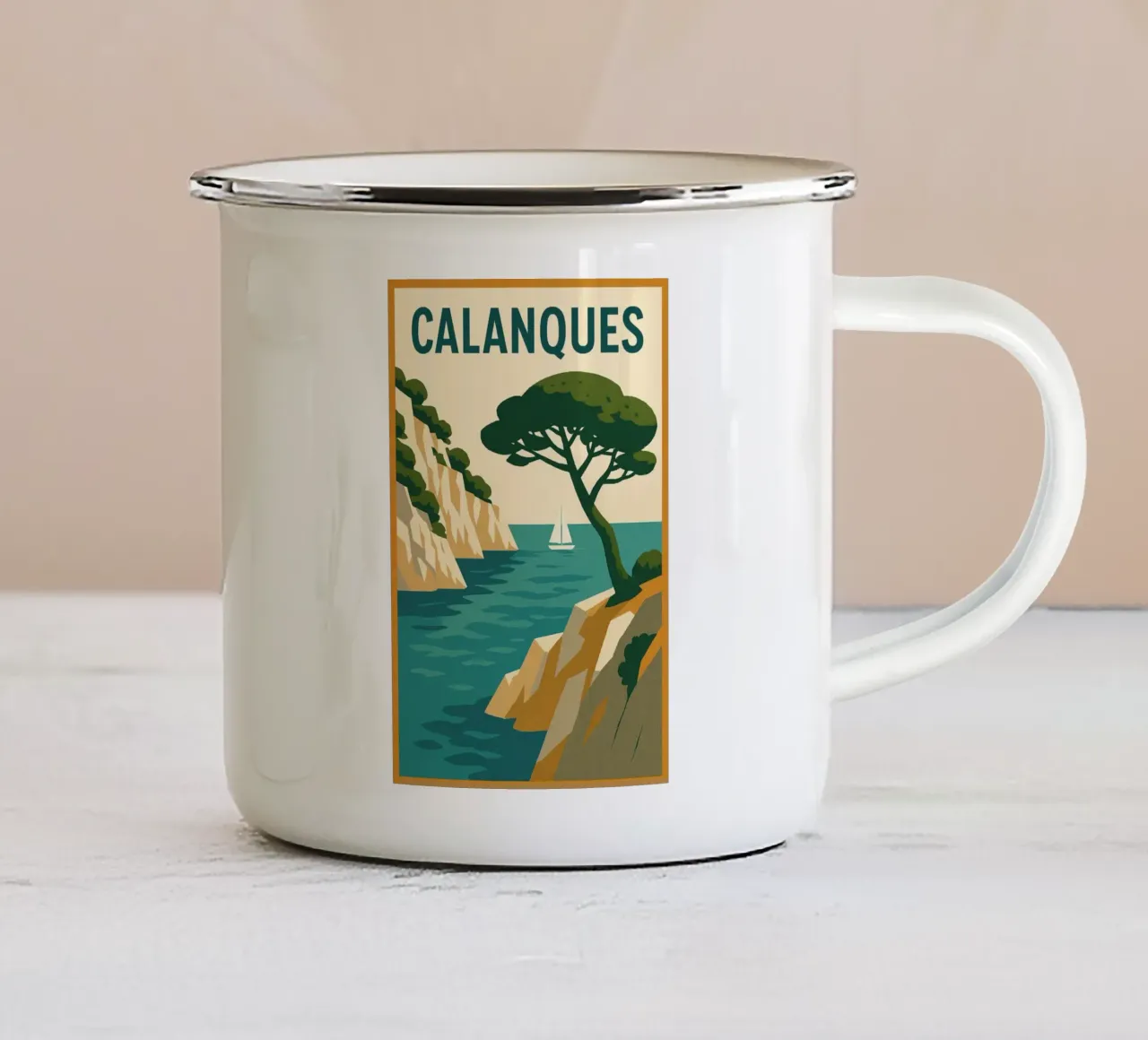 Calanques - Serenità tra cielo e mare tazza in smalto da JETLAG | affiches voyage