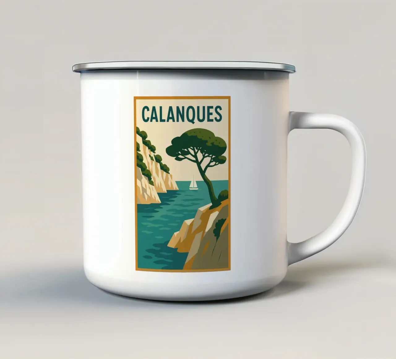 Calanques - Serenità tra cielo e mare tazza in smalto da JETLAG | affiches voyage