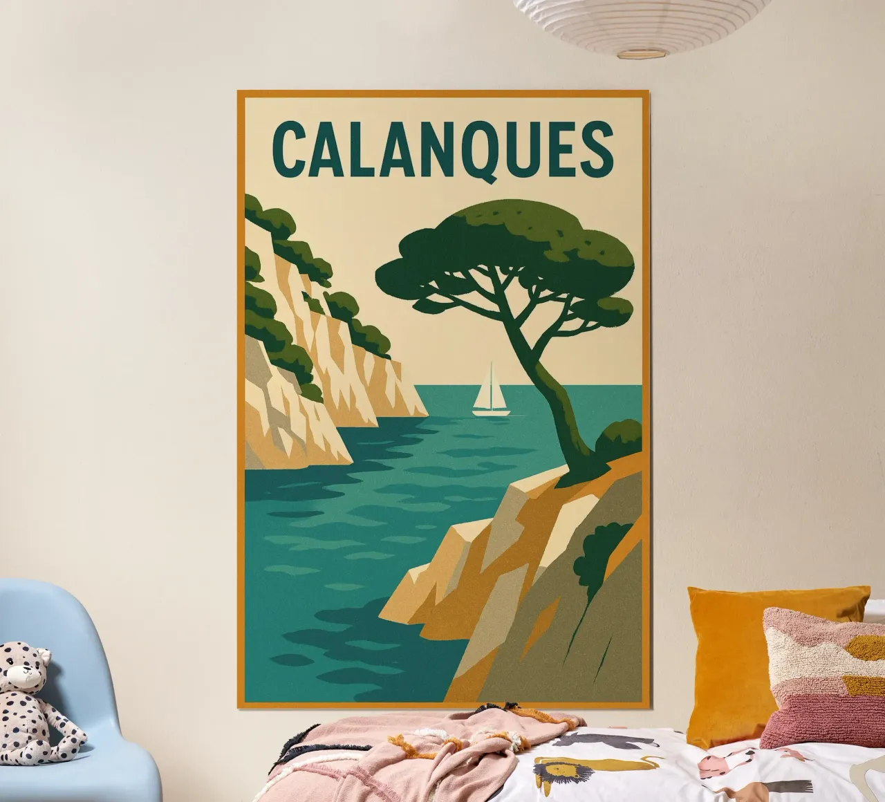Calanques - Serenità tra cielo e mare poster con telaio in legno da JETLAG | affiches voyage