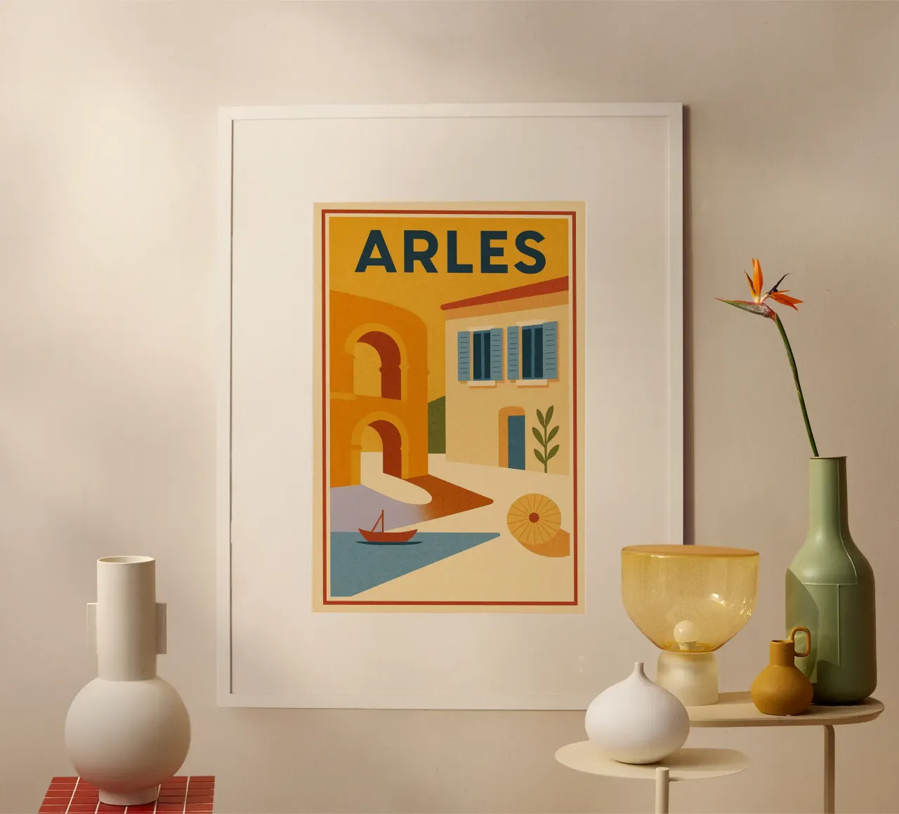 Arles - L'arte minimale di un patrimonio senza tempo poster con telaio in plastica da JETLAG | affiches voyage