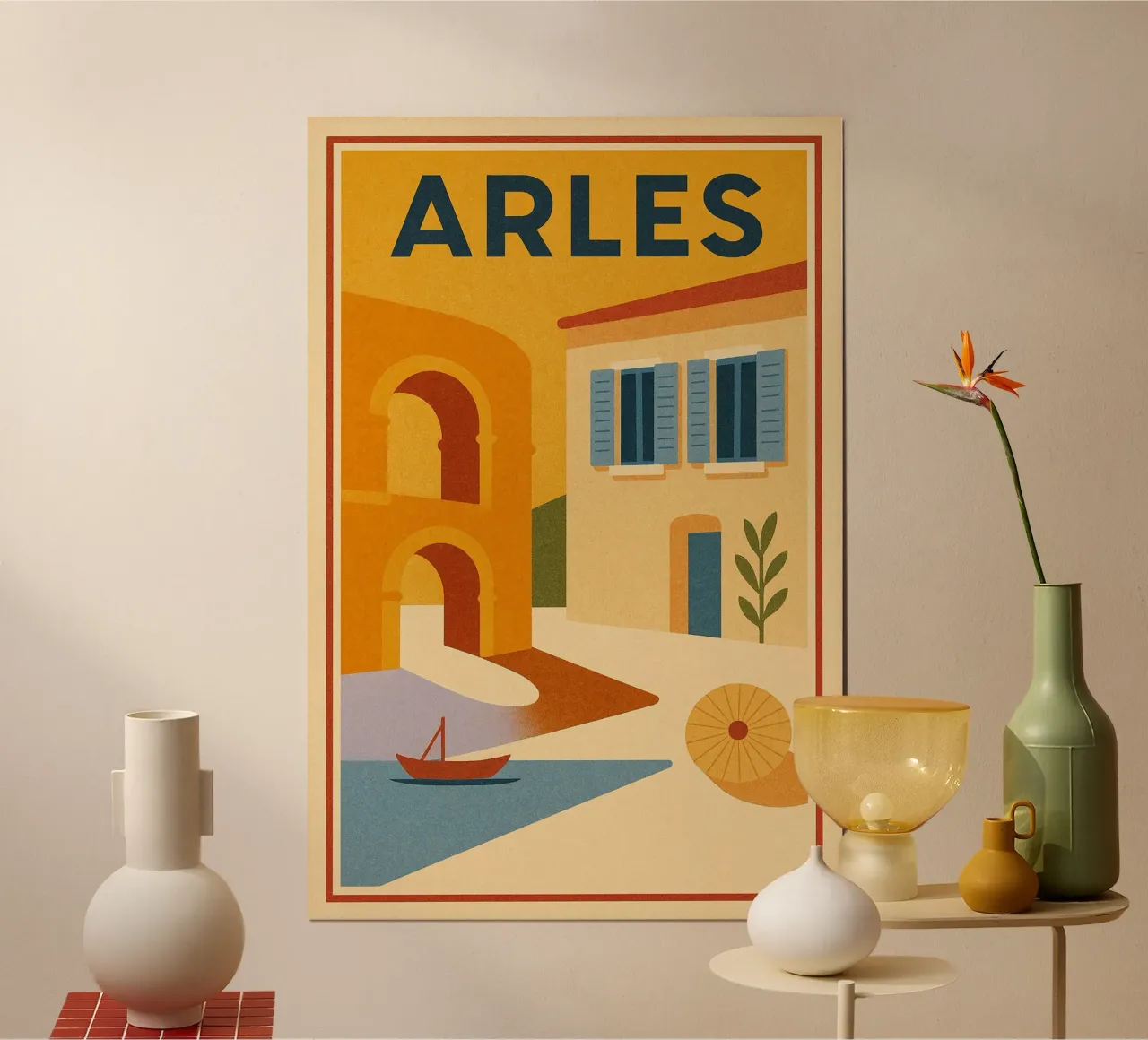 Arles - L'arte minimale di un patrimonio senza tempo poster con telaio in plastica da JETLAG | affiches voyage