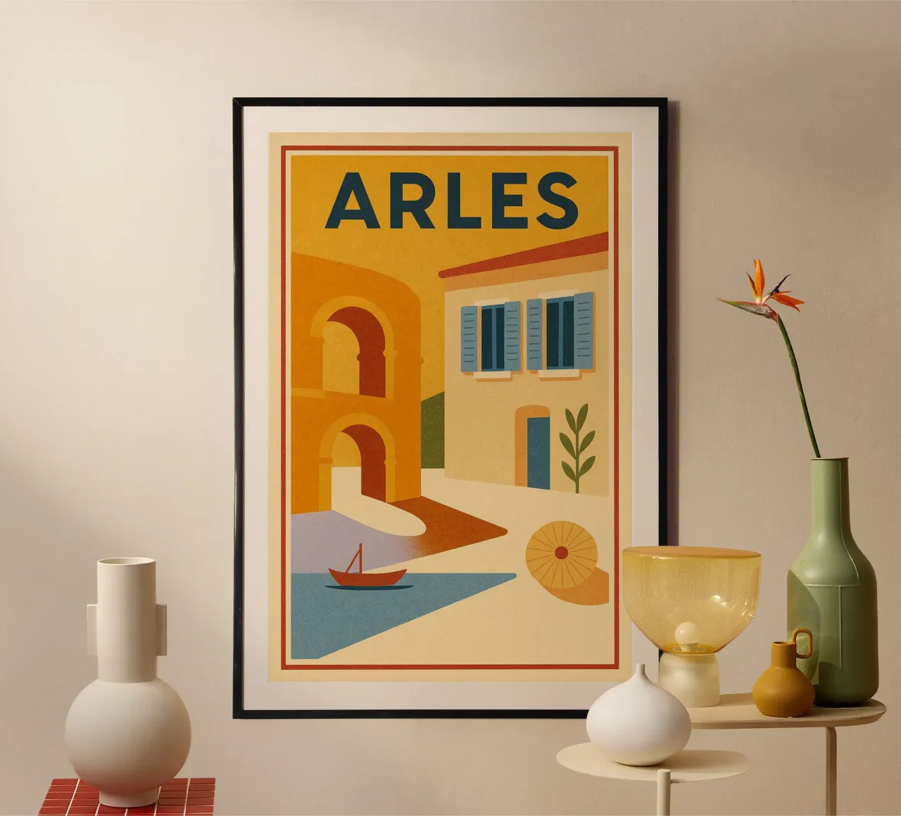 Arles - L'arte minimale di un patrimonio senza tempo poster con telaio in plastica da JETLAG | affiches voyage