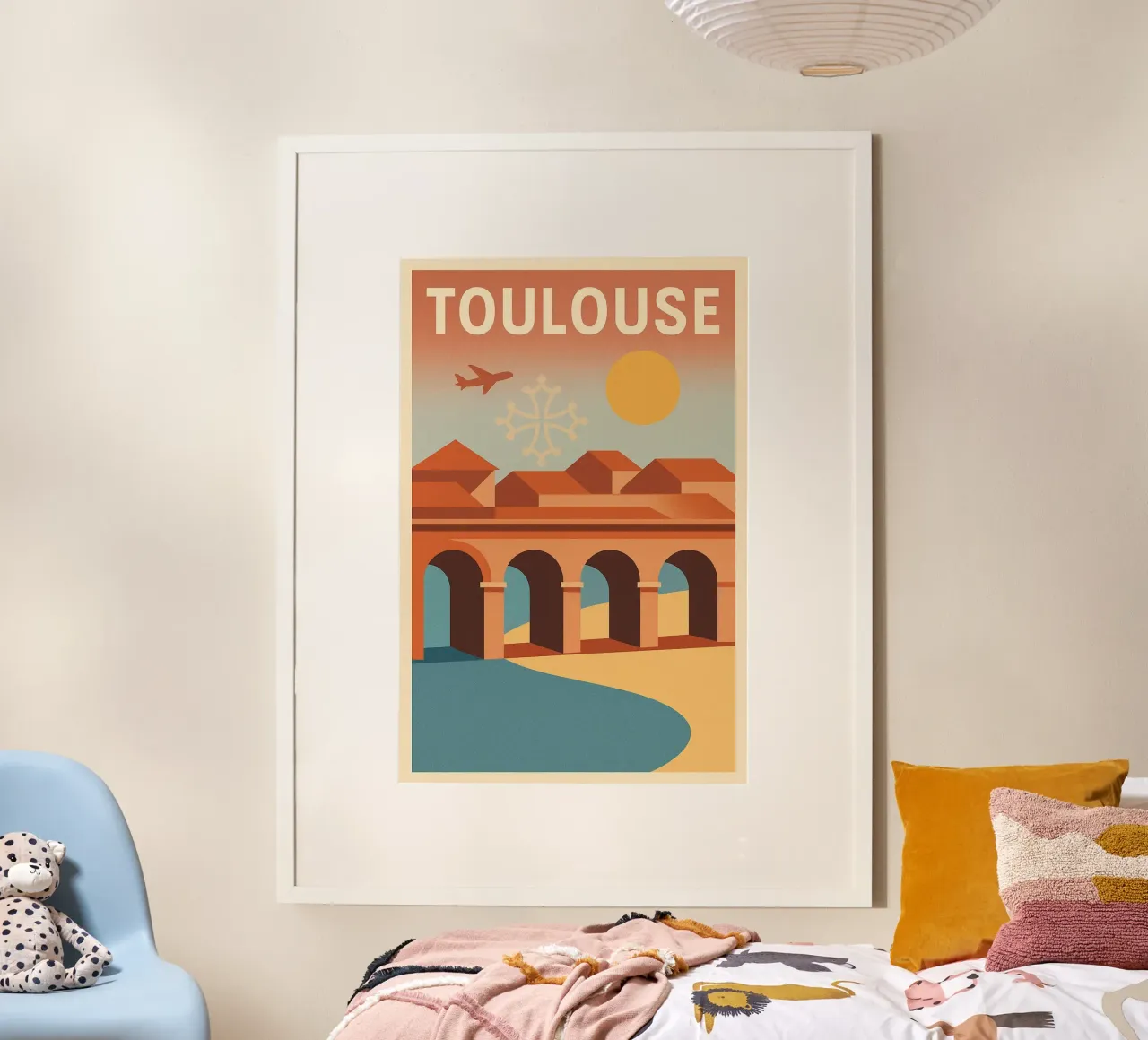 Tolosa - Il fascino rosa della città meridionale poster con telaio in legno da JETLAG | affiches voyage
