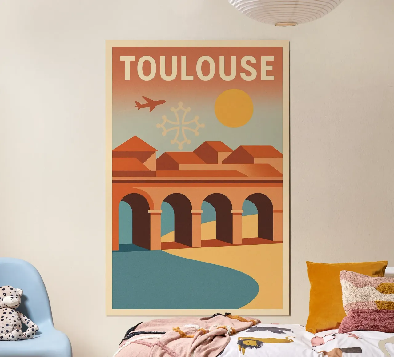 Tolosa - Il fascino rosa della città meridionale poster con telaio in legno da JETLAG | affiches voyage