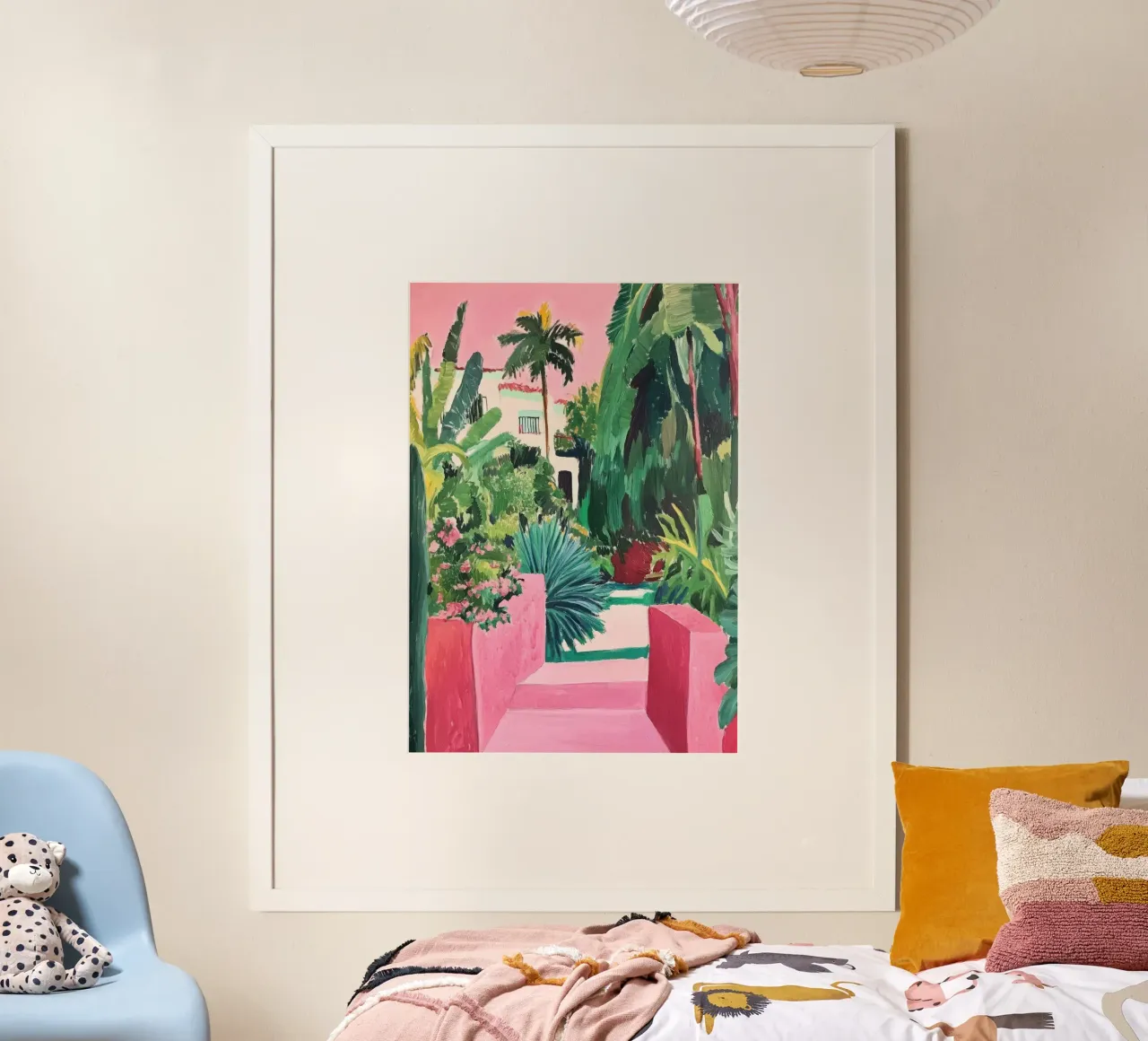 Scala rosa per il giardino poster con telaio in plastica da Euphoria Theresa