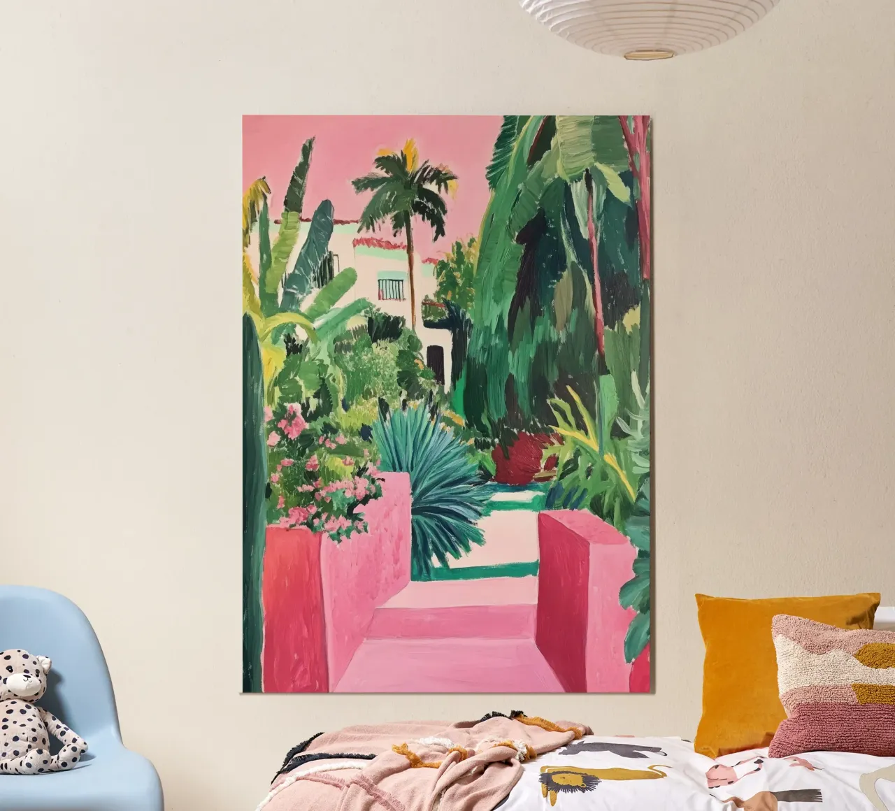 Escalier rose vers le jardin poster de Euphoria Theresa