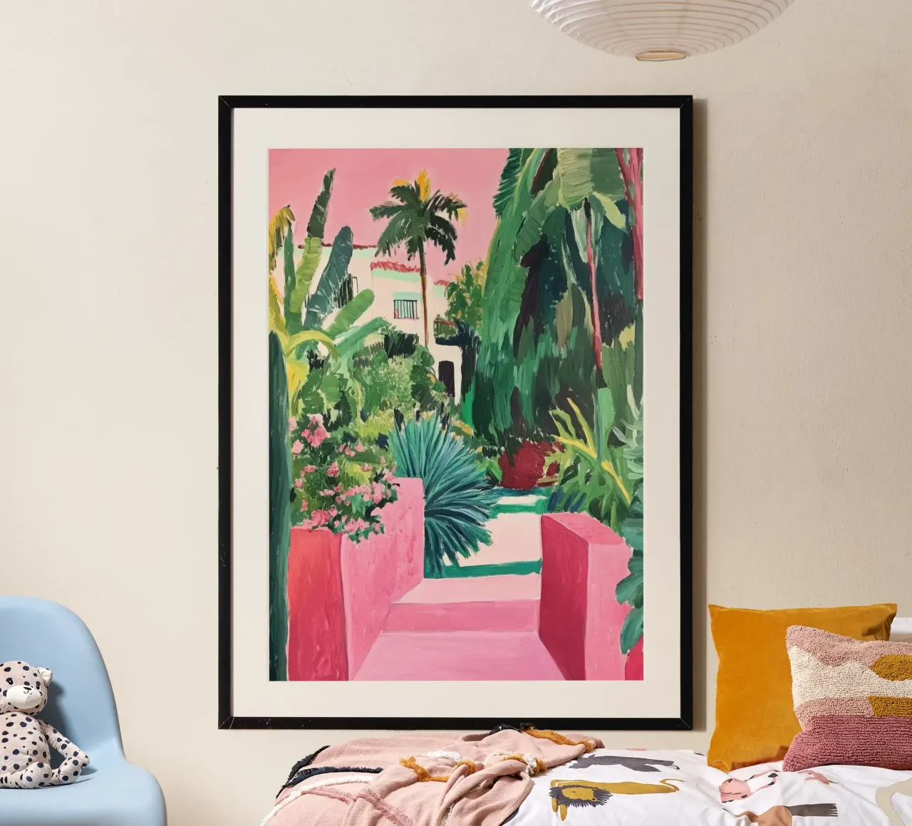 Escalier rose vers le jardin poster de Euphoria Theresa