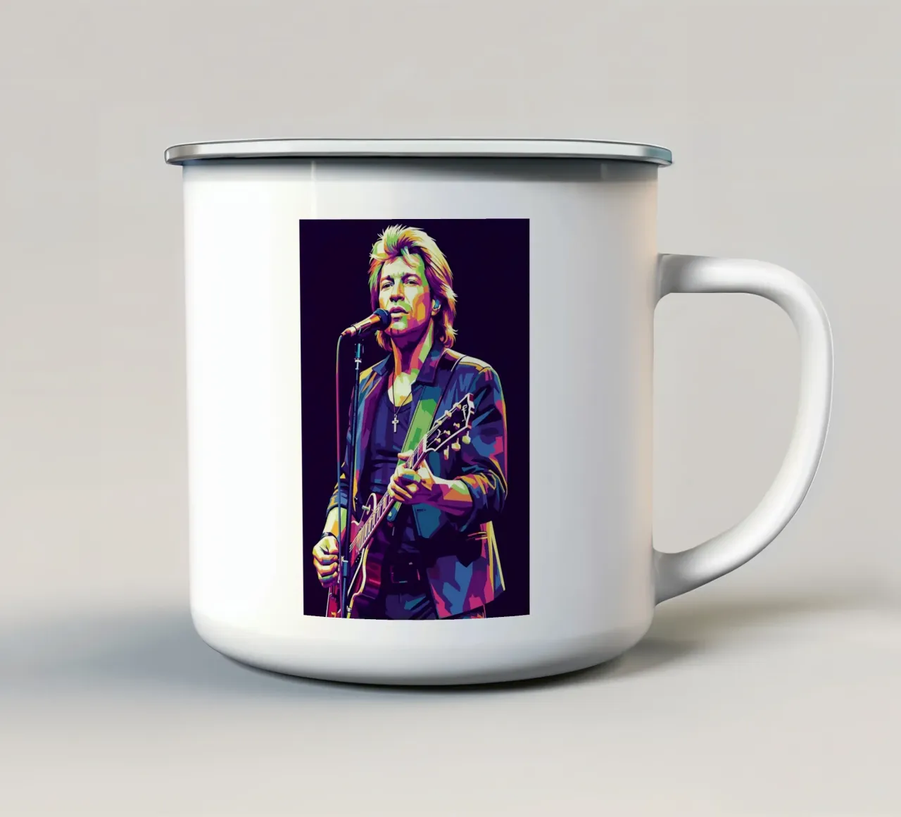 Bon Jovi colorfull pop art tazza in smalto da Hantamrata