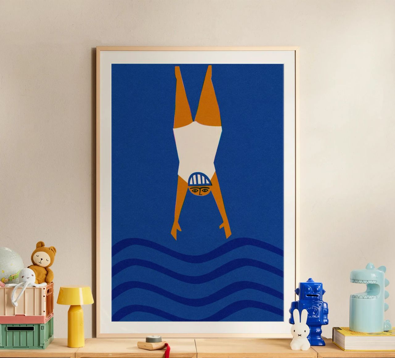 Wildschwimmender Taucher Poster von Fox & Velvet