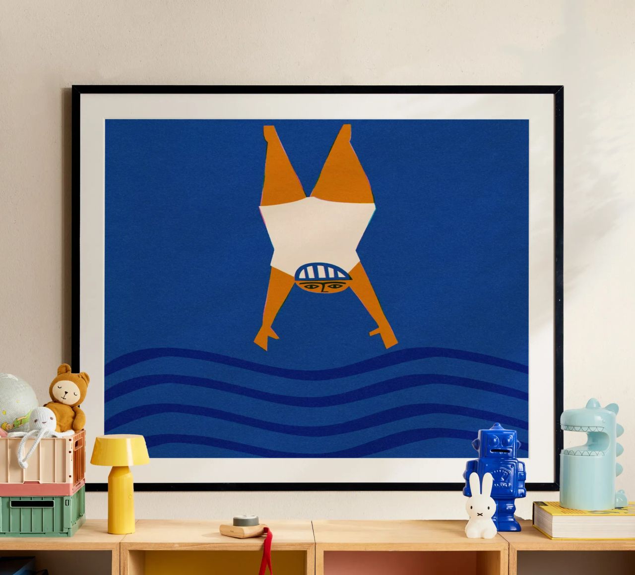 Wildschwimmender Taucher Poster von Fox & Velvet