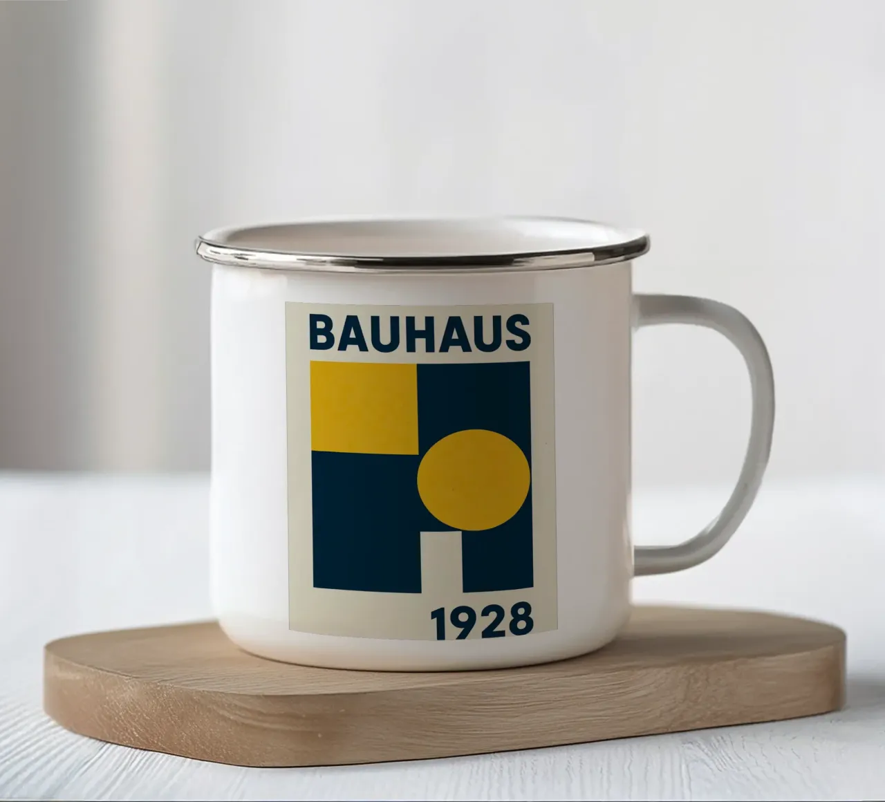 Bauhaus 1928 - Design geometrico retrò tazza in smalto da Casa Calm