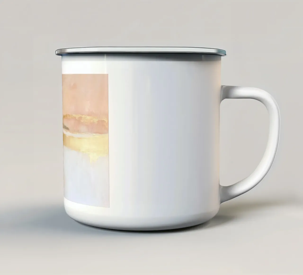 Paesaggio a pastello con fiume dorato - Astratto tazza in smalto da Euphoria Theresa