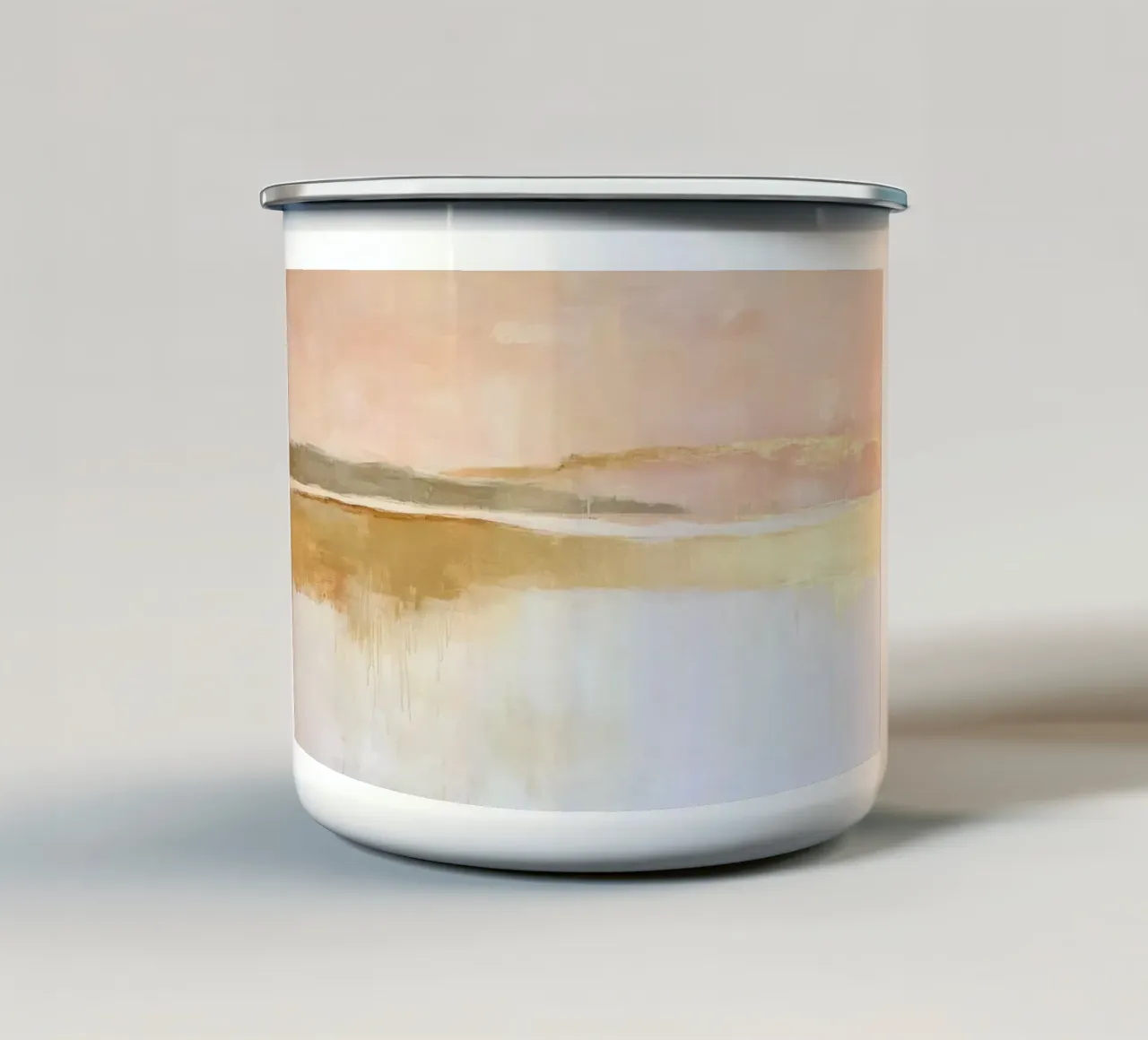Paesaggio a pastello con fiume dorato - Astratto tazza in smalto da Euphoria Theresa