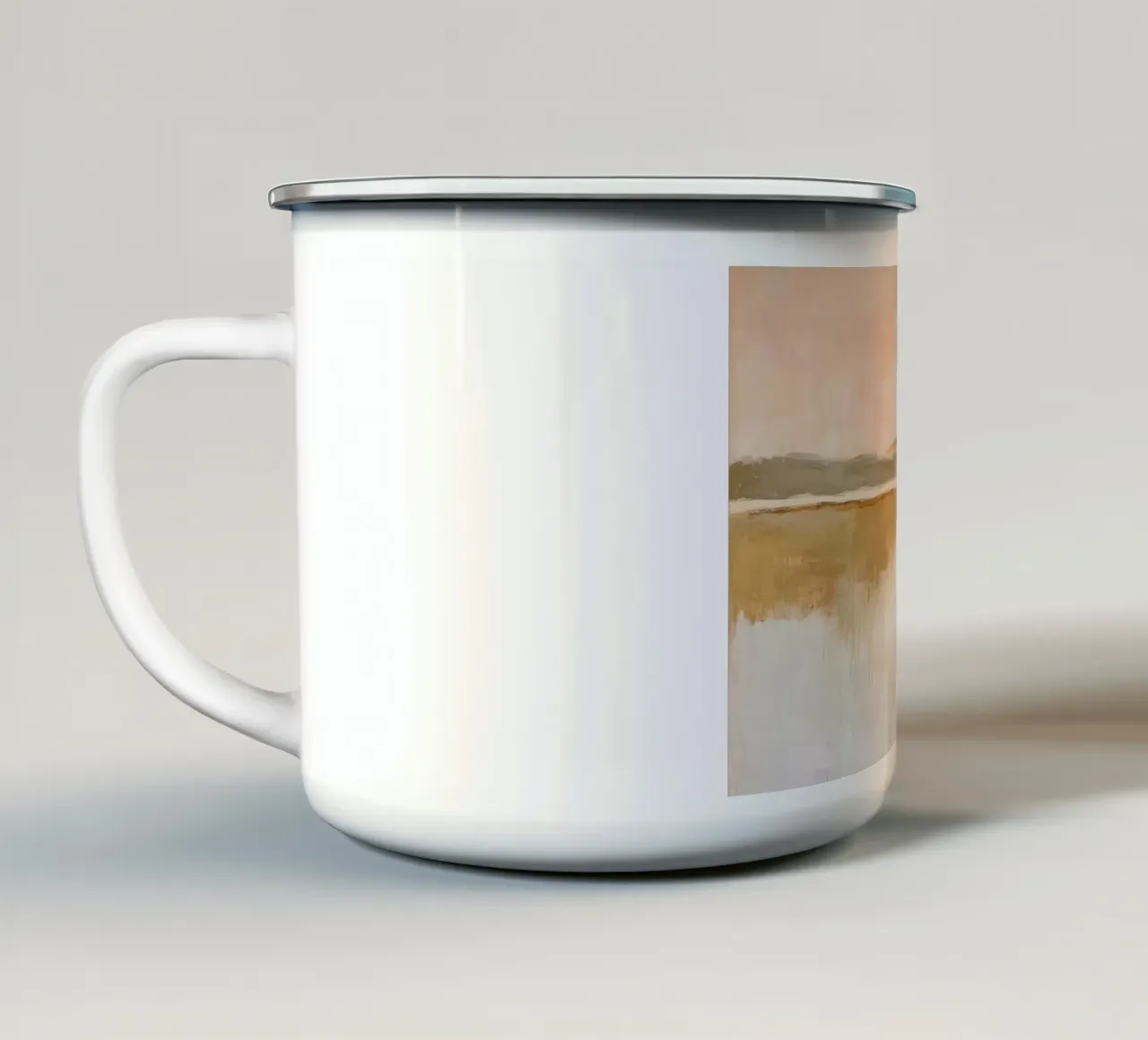 Paesaggio a pastello con fiume dorato - Astratto tazza in smalto da Euphoria Theresa