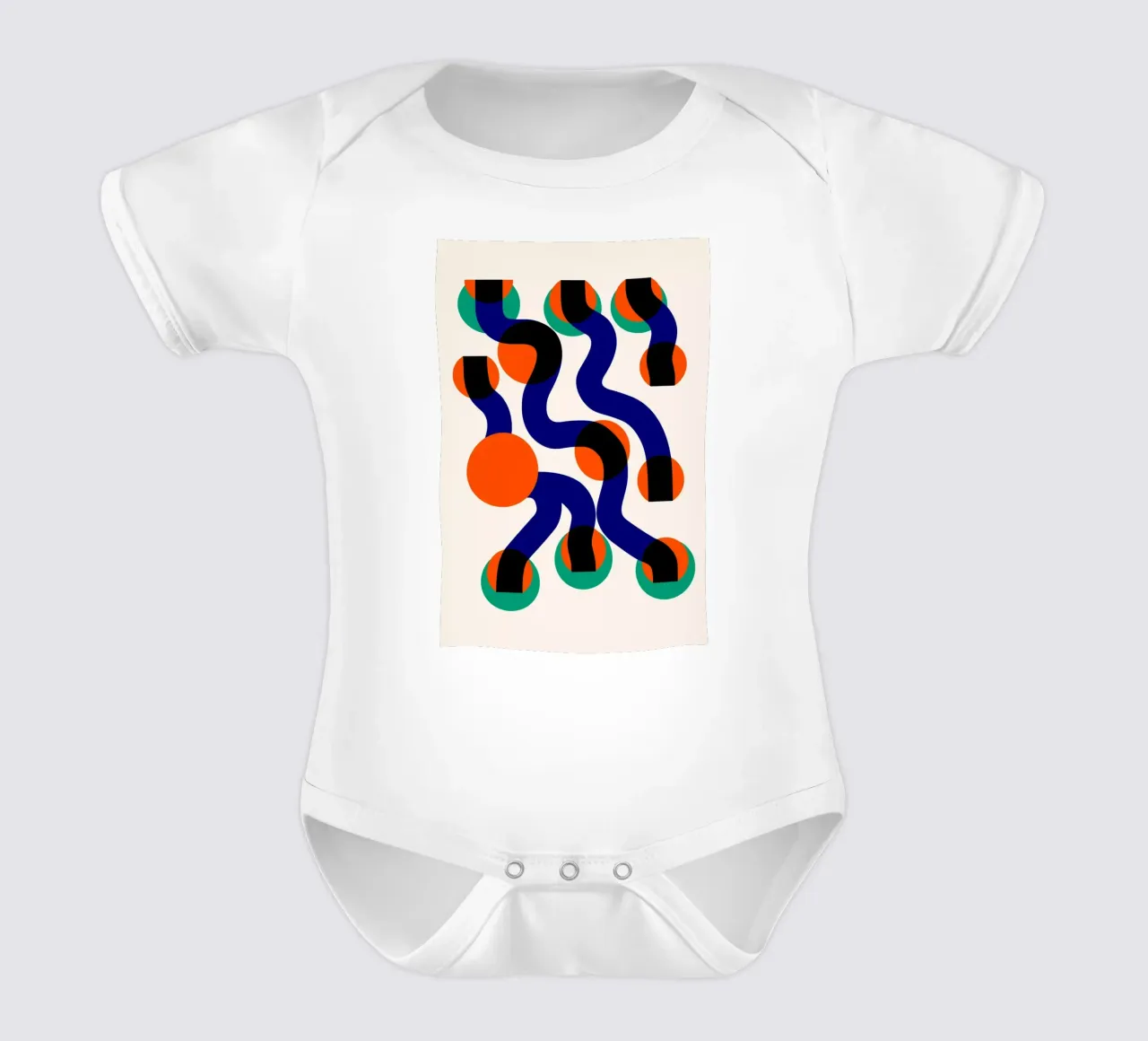 Surfing Waves Abstract short-sleeve baby romper by Fox & Velvet