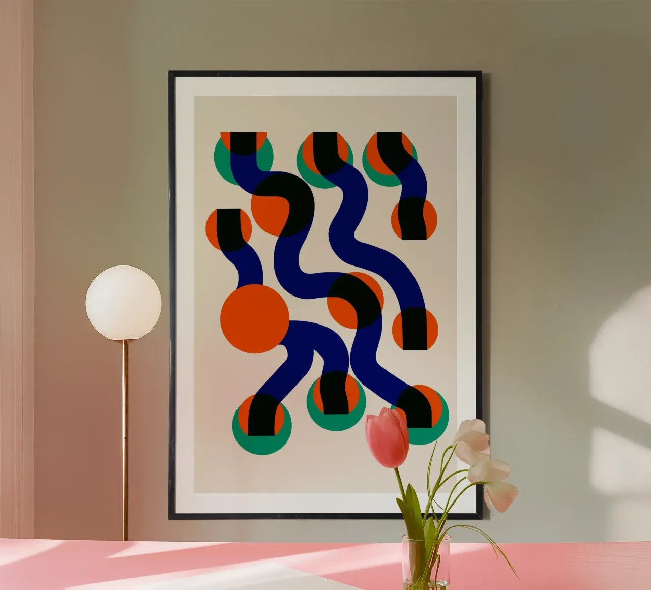 Surfing Waves Astratto poster con telaio in alluminio da Fox & Velvet