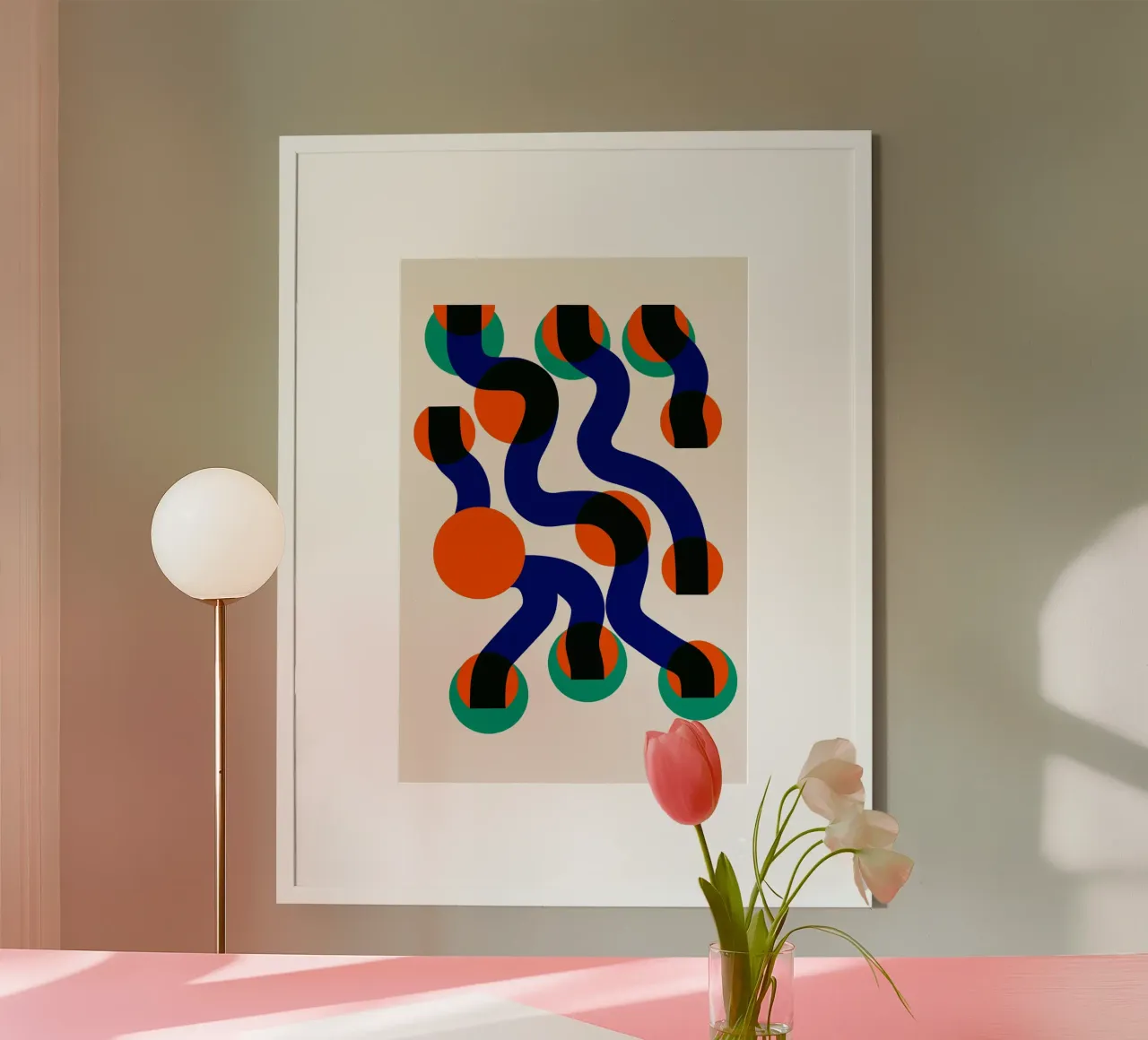 Surfing Waves Astratto poster con telaio in alluminio da Fox & Velvet
