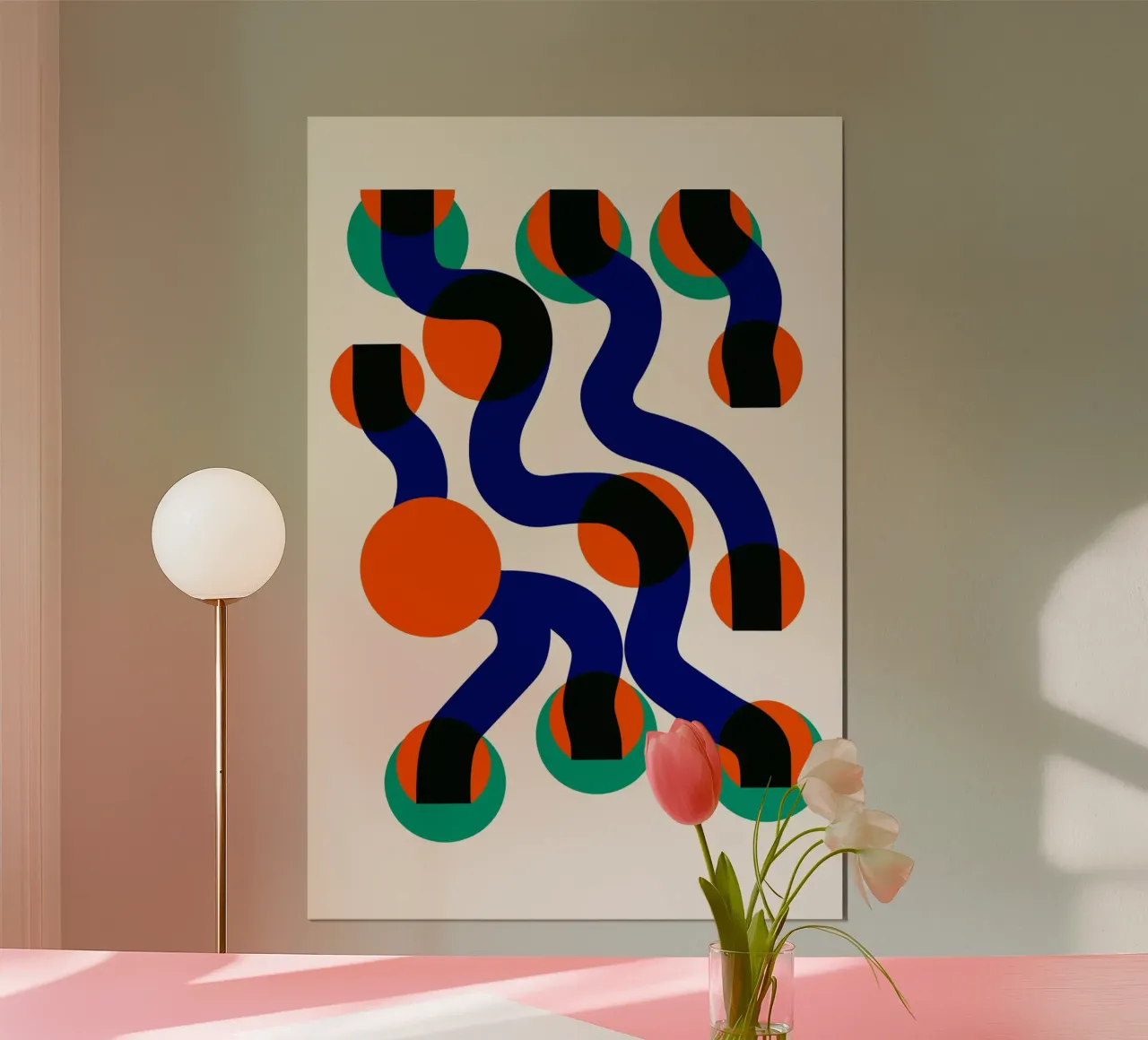Surfing Waves Astratto poster con telaio in alluminio da Fox & Velvet