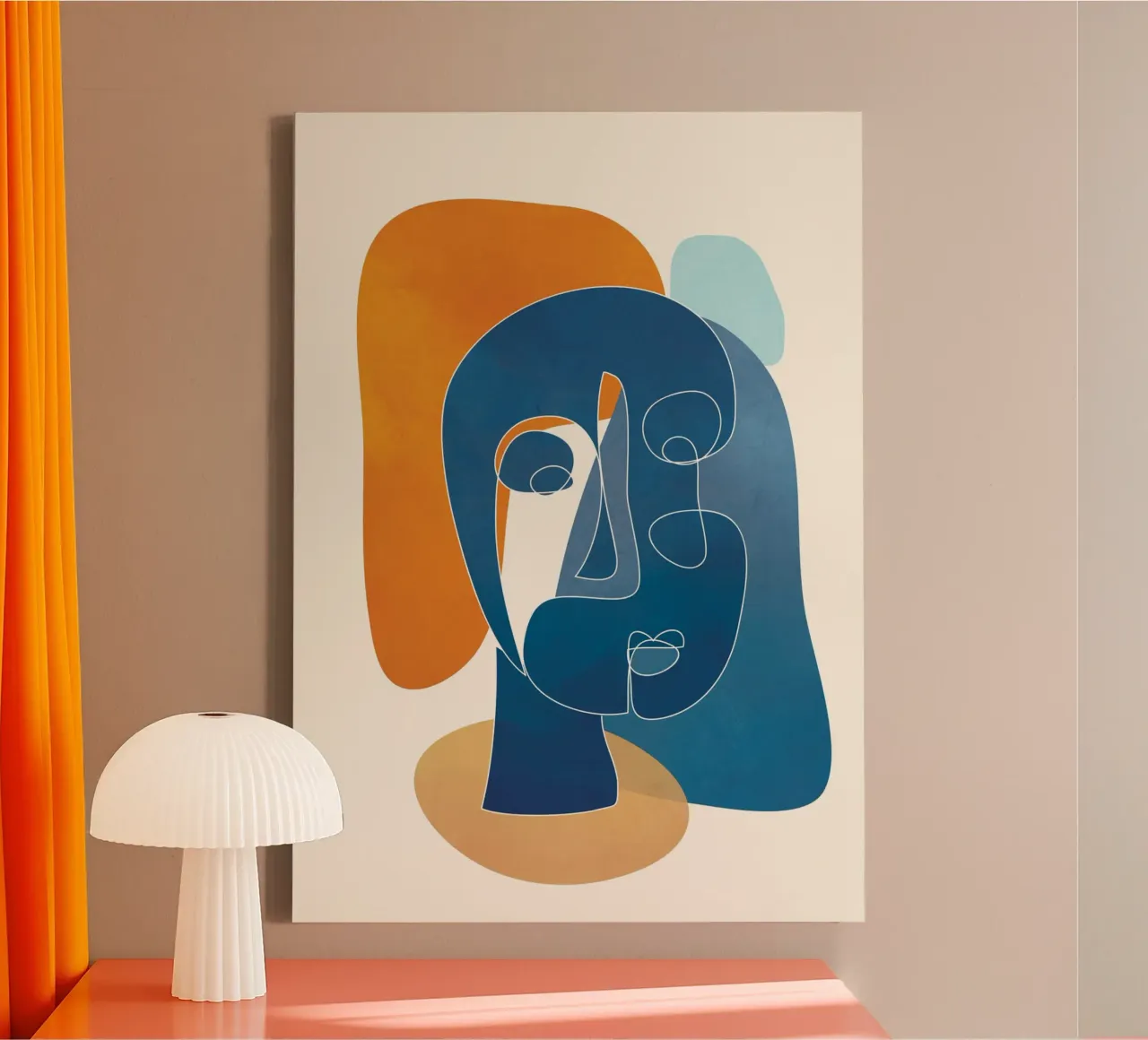 Abstract Mask Design 3 canvas with Floater frame by cityart