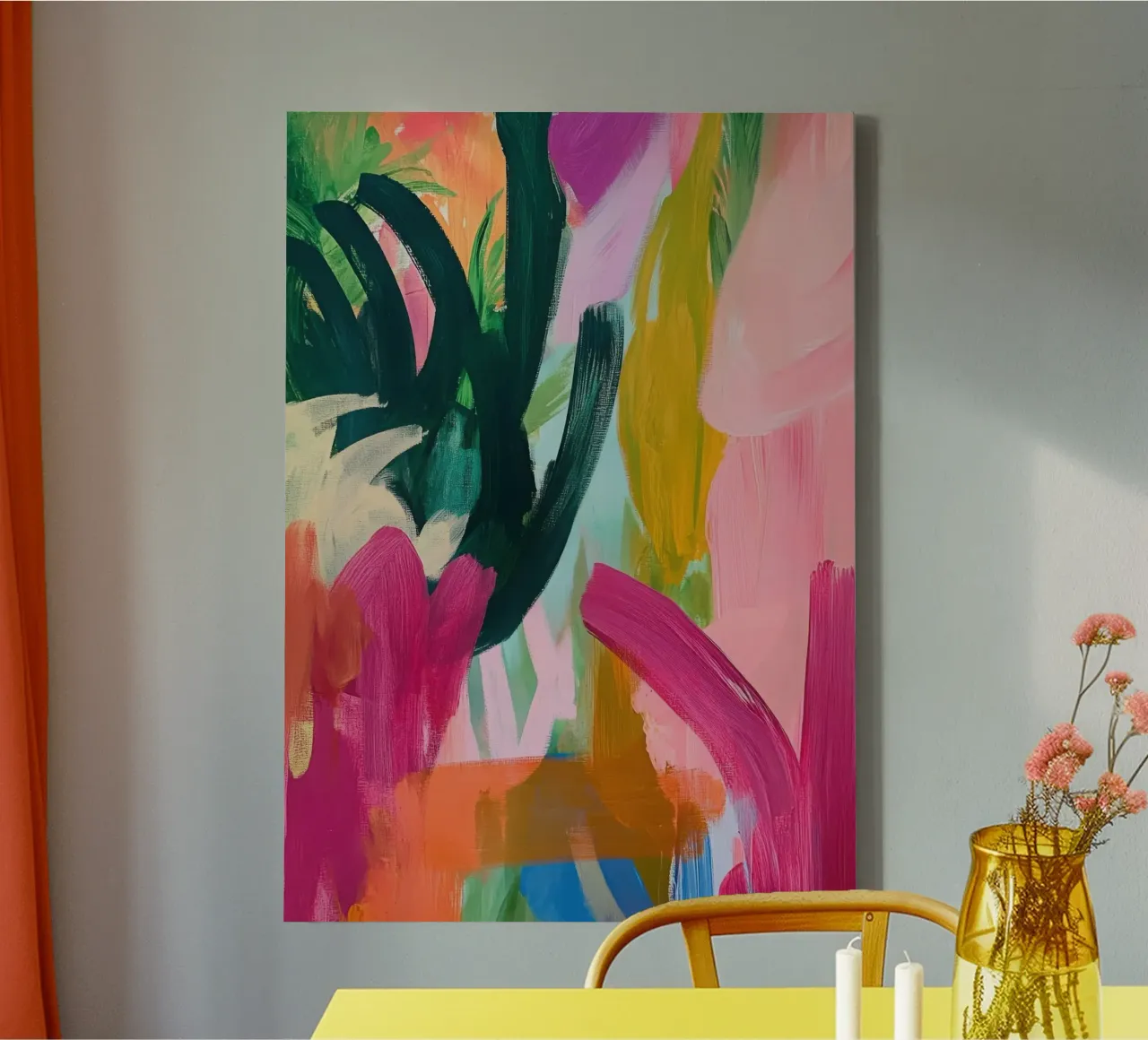 Levendige tropen - abstracte vreugde in kleur canvas met Baklijst van Euphoria Theresa