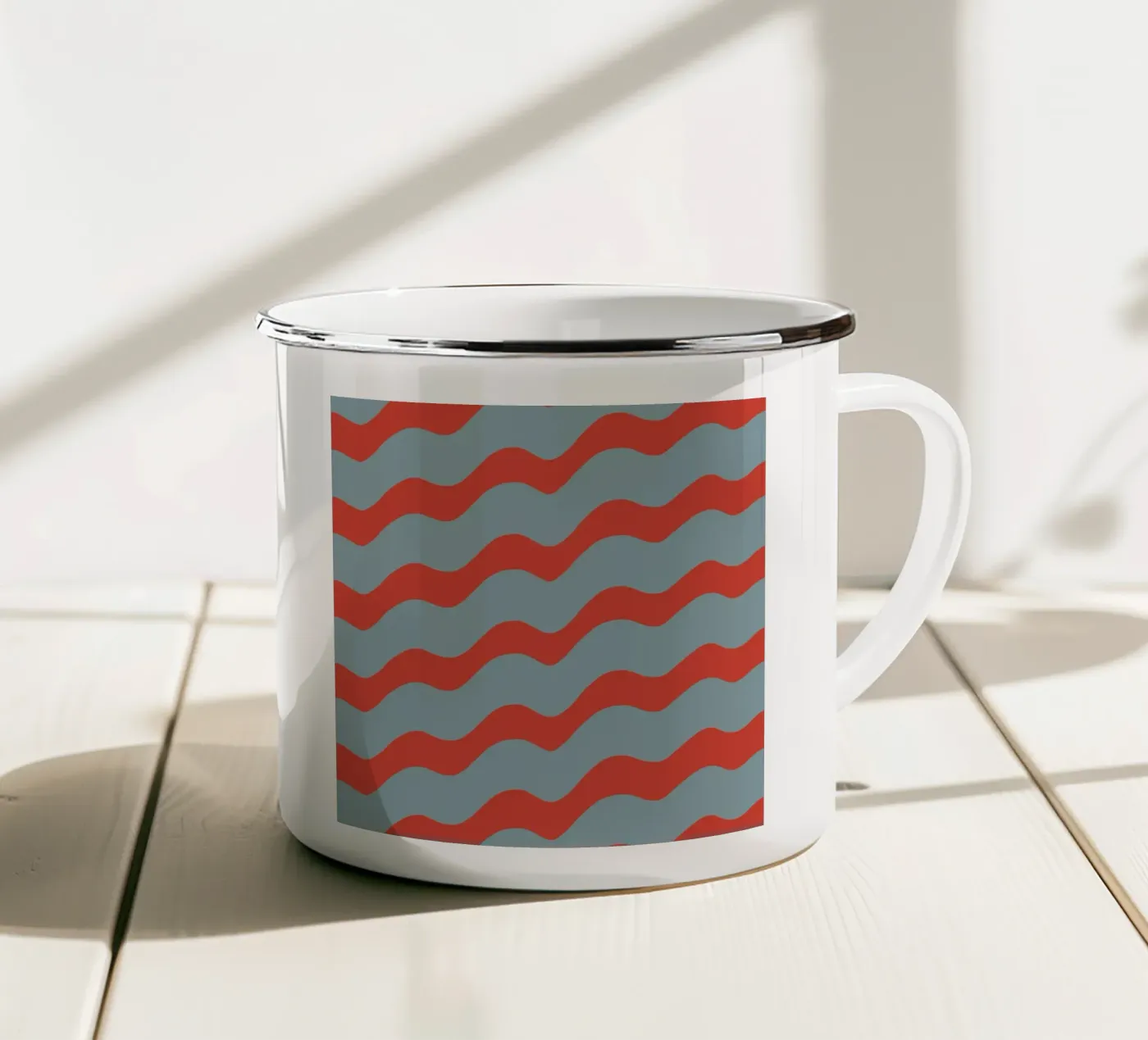 Waves pattern 15 enamel mug by Little Dean