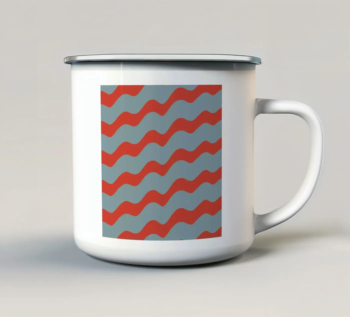 Waves pattern 15 enamel mug by Little Dean
