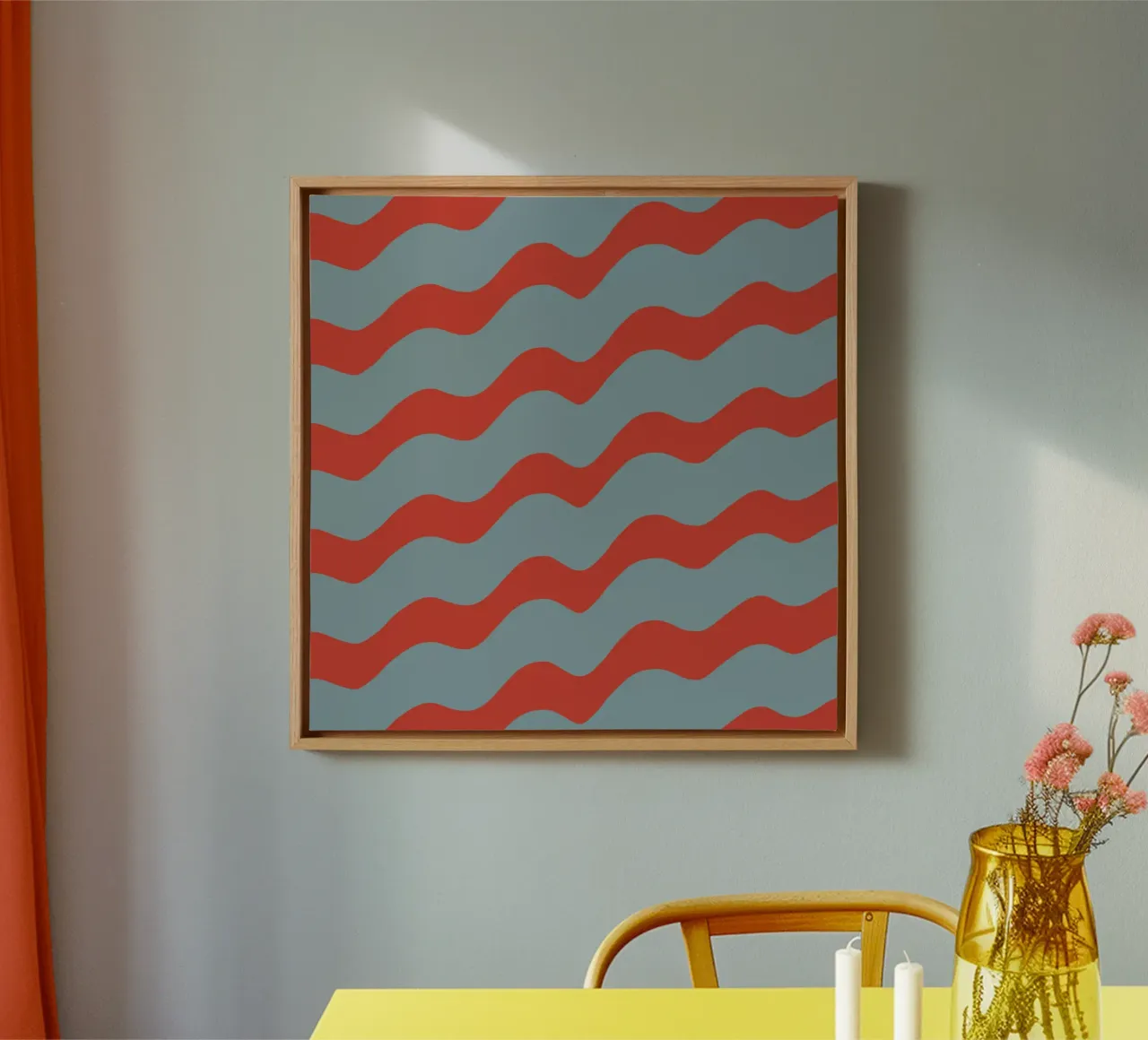 Waves pattern 15 canvas with Floater frame by Little Dean