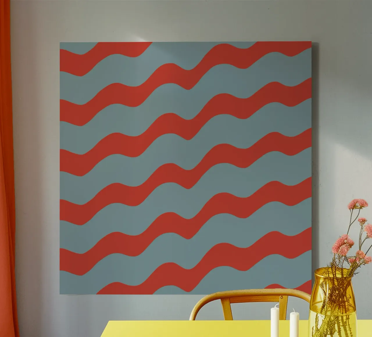Waves pattern 15 canvas with Floater frame by Little Dean